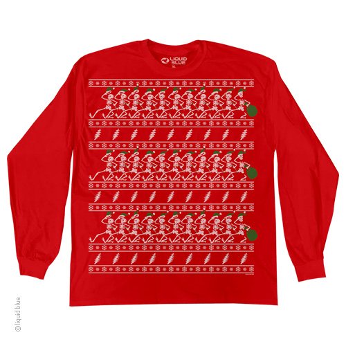 Grateful Dead Christmas Sweater LS T-Shirt - HalfMoonMusic