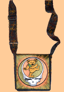 Grateful Dead Hand Embroidered Steal Your Bear Messenger Bag - HalfMoonMusic