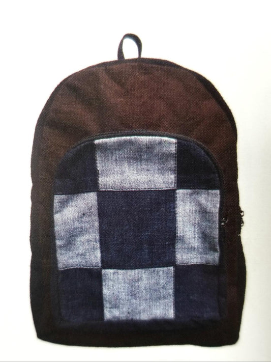 Checkered Denim Backpack - HalfMoonMusic