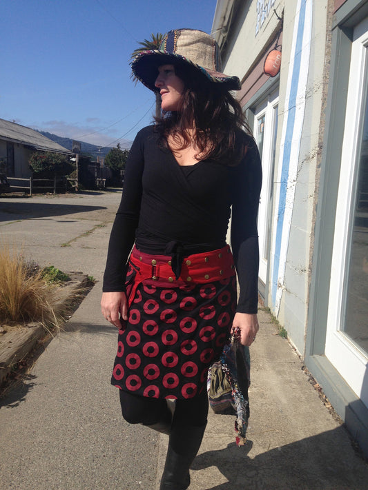 Womens Cotton Trey Anastasio Donut Print Snap Skirt W/ Pocket - HalfMoonMusic