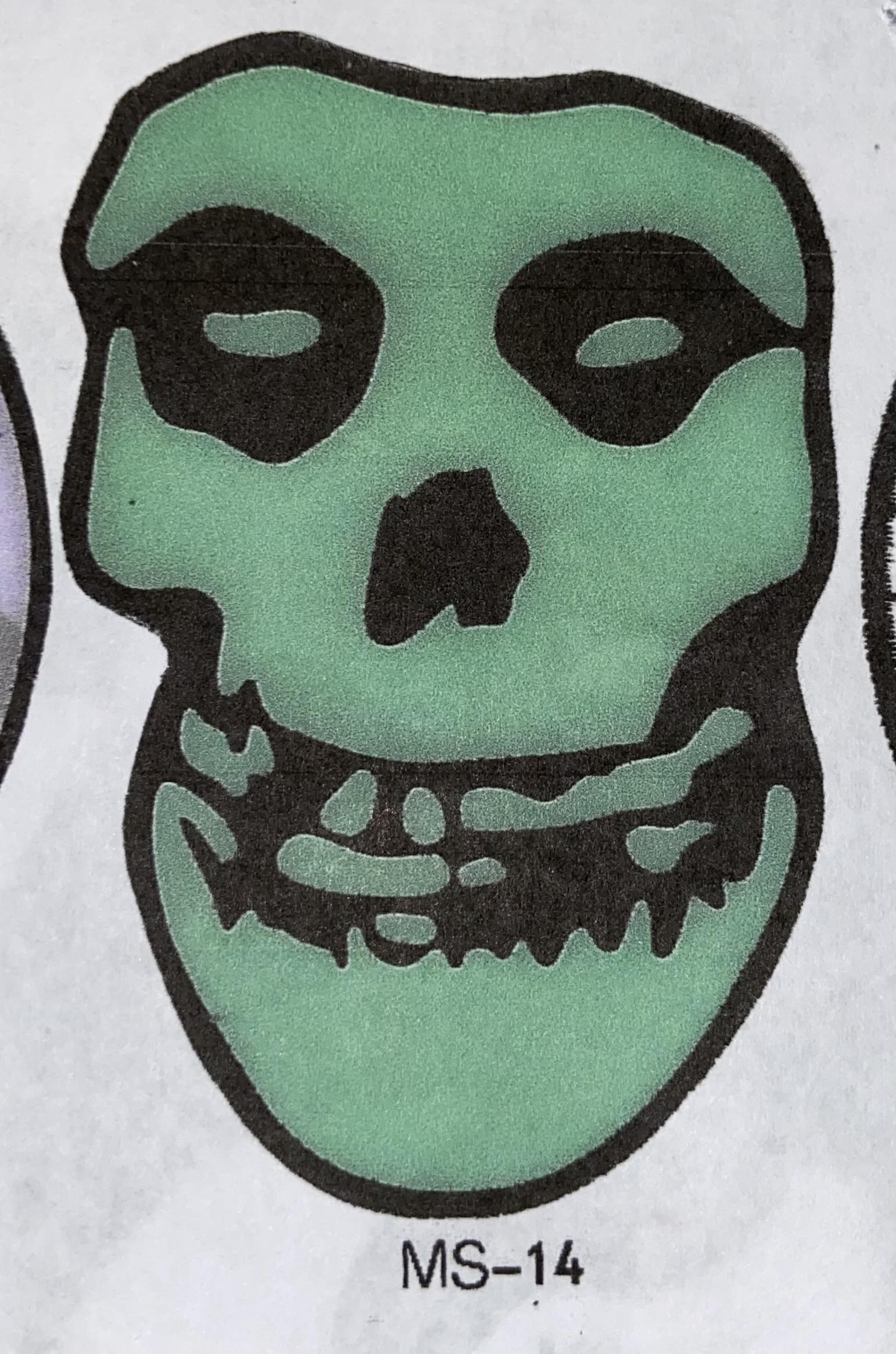 Green Misfits Skull Metal Sticker - HalfMoonMusic