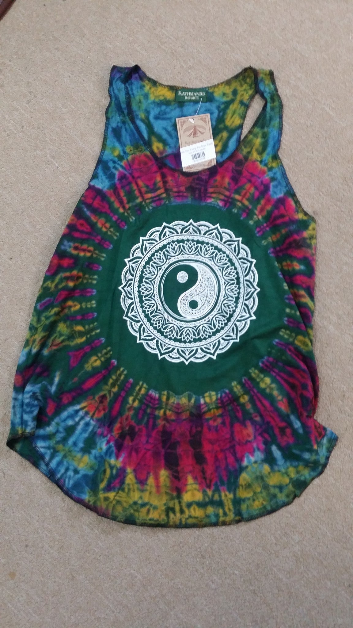 Womens Yin Yang Tie Dye Tank Top - HalfMoonMusic