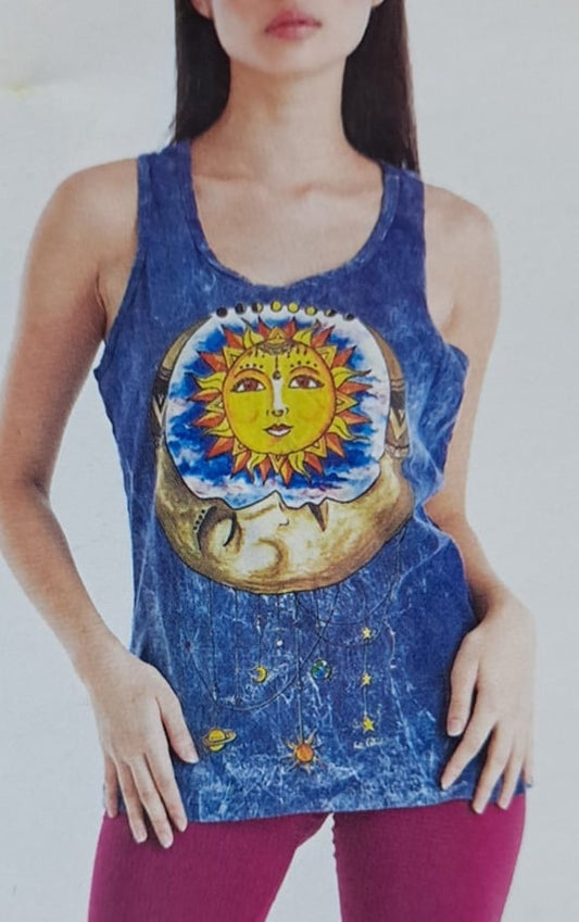 Womens Sun & Moon Astral Tank Top - HalfMoonMusic