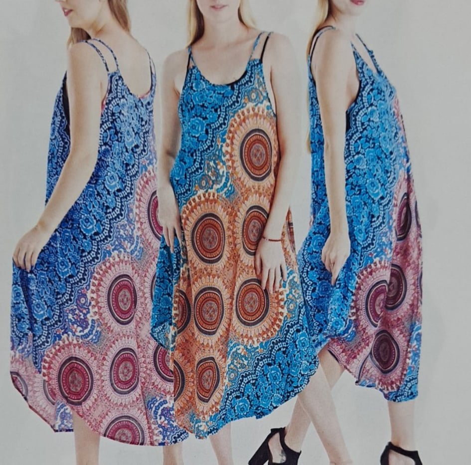 Womens Rayon Sleeveless Long Sundress - HalfMoonMusic