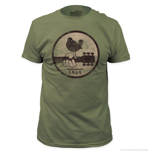 Mens Woodstock 1969 Green T-shirt - HalfMoonMusic