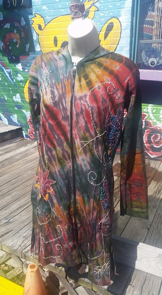 Womens Embroidered Cotton Tie Dye Jacket - HalfMoonMusic