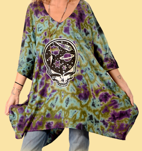 Ladies Stealie the Night Tie Dye Poncho - HalfMoonMusic