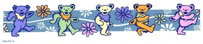Grateful Dead Dancing Bear And Flowers Sticker - HalfMoonMusic