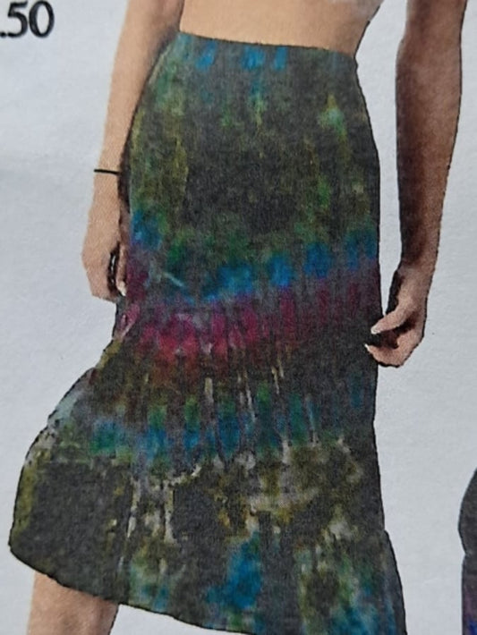 Womens Velvet Tie-Dye 3/4 Length Skirt - HalfMoonMusic
