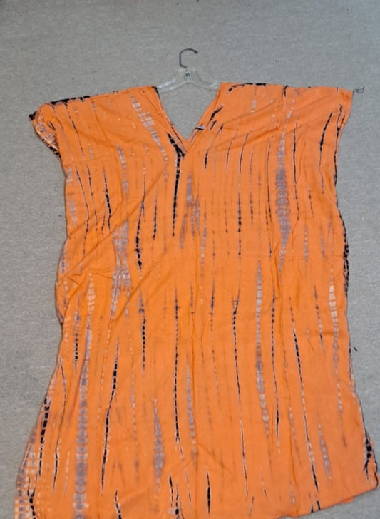 Womens Tie-Dye V-Neck Short Sleeve Kaftan Long Dress - HalfMoonMusic