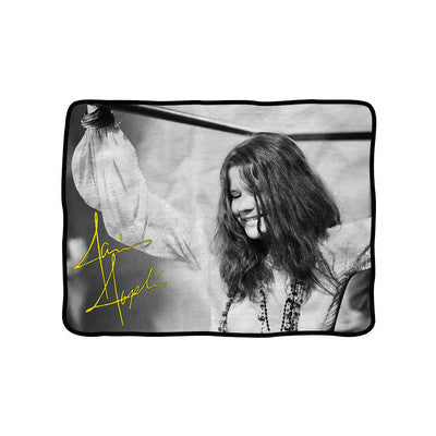 Janis Joplin Smile Fleece Blanket - HalfMoonMusic
