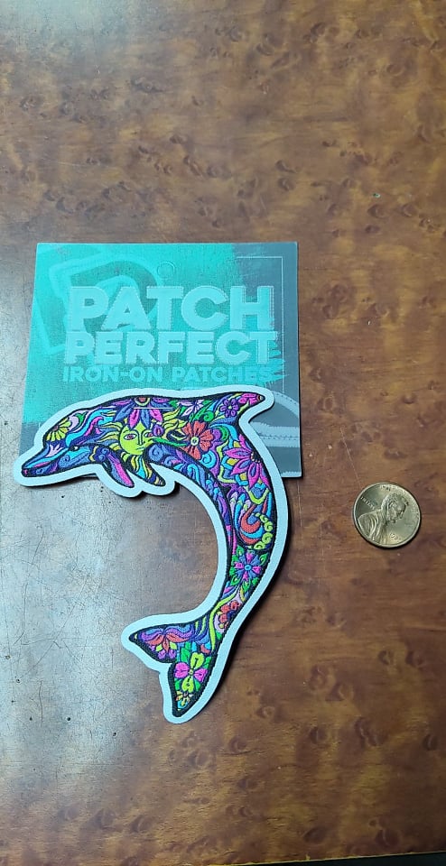 Multicolored Dolphin Patch - HalfMoonMusic