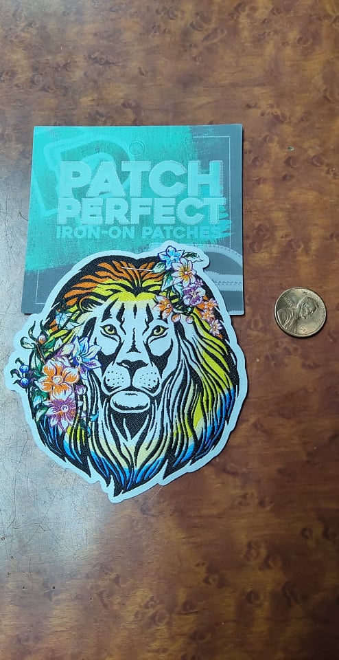 Lion With Flowers Patch - HalfMoonMusic