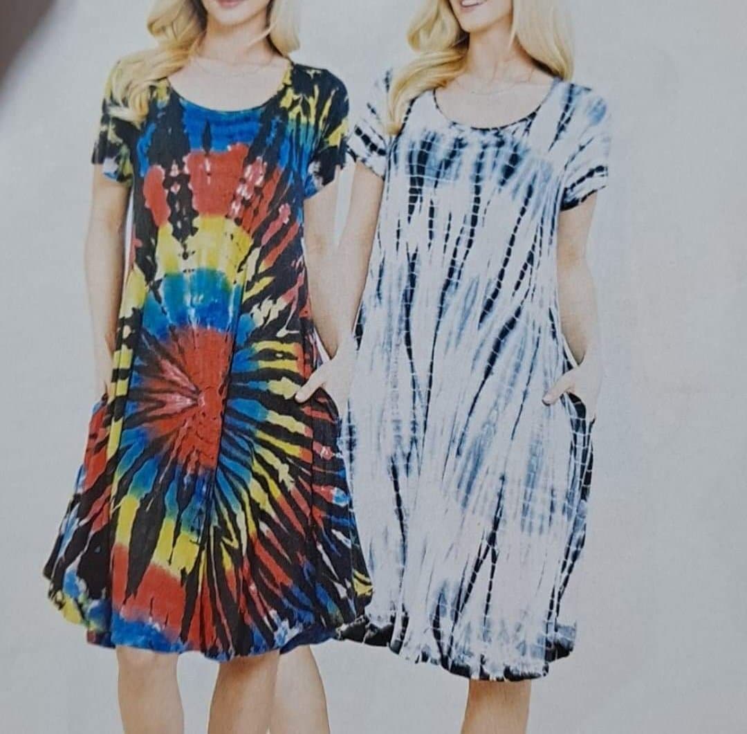 Womens Spandex Tie-Dye Tunic Short Dress - HalfMoonMusic