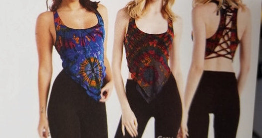Womens Cropped Corset Back Tie Dye Tank Top - HalfMoonMusic