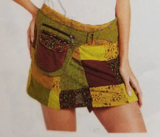 Patchwork Snap Skirt With Pocket - HalfMoonMusic
