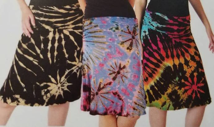Spandex Tie Dye Knee Length Skirt - HalfMoonMusic
