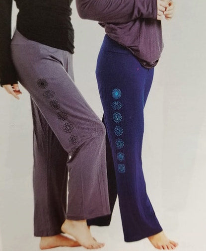 Womens Viscose Pants With Chakra Symbols - HalfMoonMusic