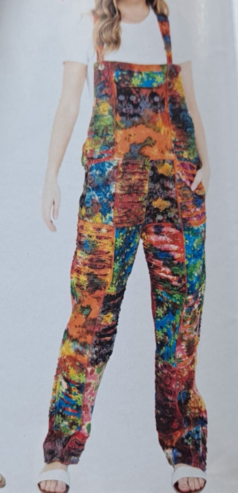 Womens Cotton Tie-Dye Razor Cut Floral Jumpsuit - HalfMoonMusic