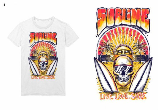 Mens Sublime Live Love Surf T-Shirt - HalfMoonMusic