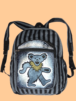 Grateful Dead Hand Embroidered Blue Bear Backpack - HalfMoonMusic