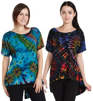 Womens Short Sleeve Tie-Dye Top - HalfMoonMusic