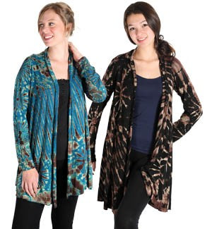 Womens Long Sleeve Tie-Dye Cardigan - HalfMoonMusic