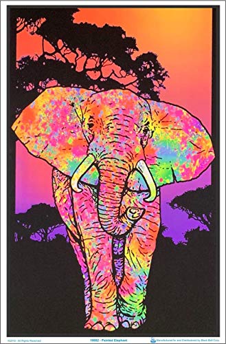 Painted Elephant Blacklight Poster - HalfMoonMusic