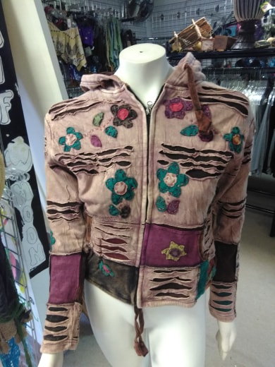 Ladie's Patchwork Hoodie Jacket - HalfMoonMusic