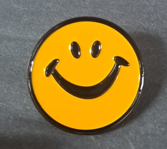 Classic Smiley Face Yellow Hat Pin - HalfMoonMusic