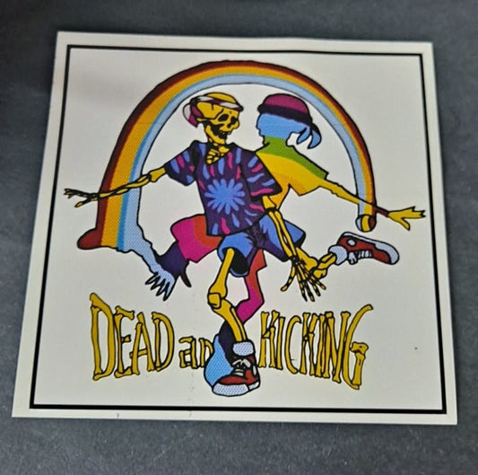 Grateful Dead Dead & Kicking Skeleton Rainbow Sticker - HalfMoonMusic