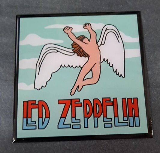 Led Zeppelin Square Cloudy Sky Icarus Angel Metal Sticker - HalfMoonMusic