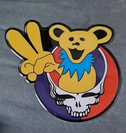 Grateful Dead Dancing Bear Steal Your Face Peace Sign Metal Sticker - HalfMoonMusic