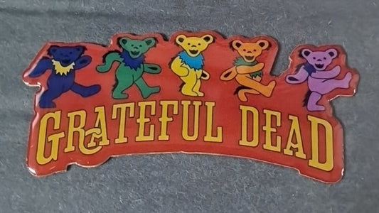 Grateful Dead Dancing Bears Red Metal Sticker - HalfMoonMusic