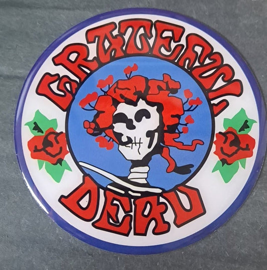 Grateful Dead Bertha Skeleton Roses Metal Sticker - HalfMoonMusic