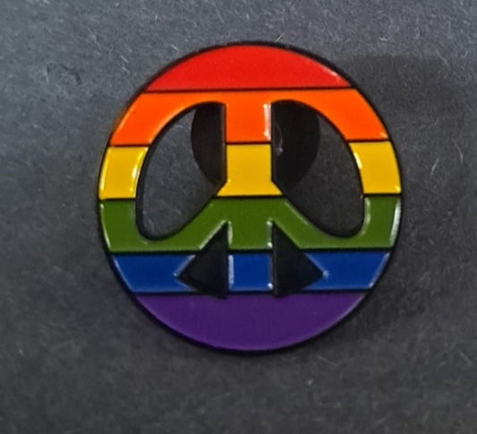 Classic Rainbow Peace Sign Hat Pin - HalfMoonMusic