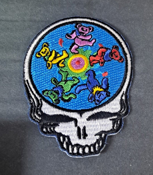 Grateful Dead Steal Your Face Dancing Bears Circle Patch - HalfMoonMusic