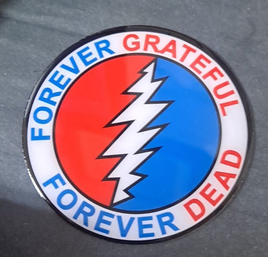 Grateful Dead Forever Grateful Forever Dead Lightning Bolt Metal Sticker - HalfMoonMusic