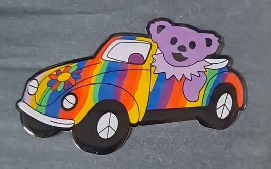 Grateful Dead Dancing Bear Tie-Dye Hippie Bug Flower Car Metal Sticker - HalfMoonMusic