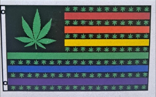 Rainbow Marijuana Leaf USA Flag - HalfMoonMusic