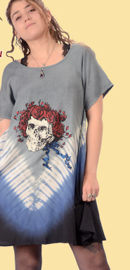 Womens Tie Dye Cap Sleeve Grateful Dead Dress - HalfMoonMusic