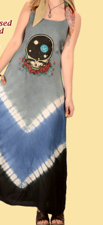 Womens Tie Dye Grateful Dead Maxi Dress - HalfMoonMusic