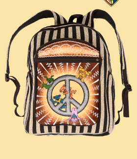 Grateful Dead Dancing Bear Peace Sign Embroidered Backpack - HalfMoonMusic
