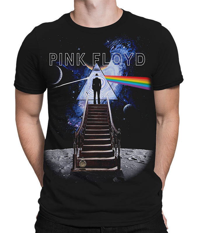 Mens Pink Floyd Stairway To The Moon T Shirt - HalfMoonMusic