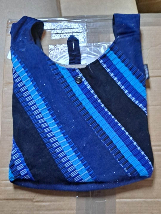 Hand-Woven Diagonal Striped Glitter Saddle Bag - HalfMoonMusic