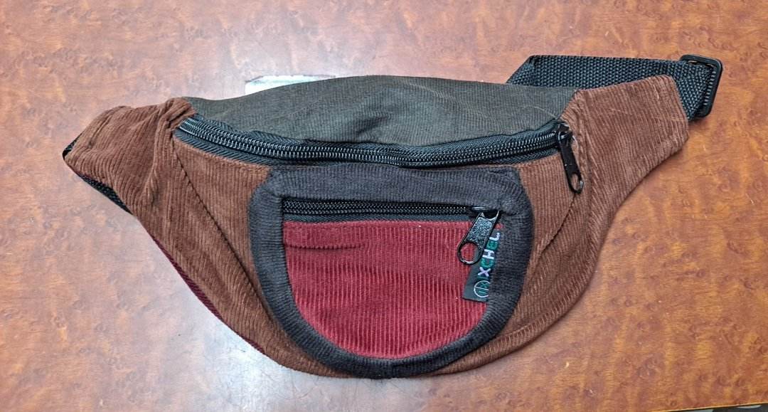 Corduroy Patchwork Rounded 3-Pocket Fanny Pack - HalfMoonMusic