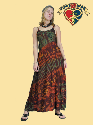 Sunset Rayon Tie Dye Maxi Dress - HalfMoonMusic