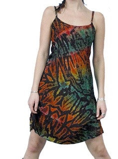 Womens Rayon Tie-Dye Strap Mini Dress - HalfMoonMusic