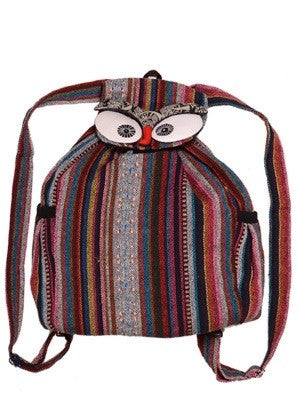 Owl Eyes Striped Tribal Backpack - HalfMoonMusic