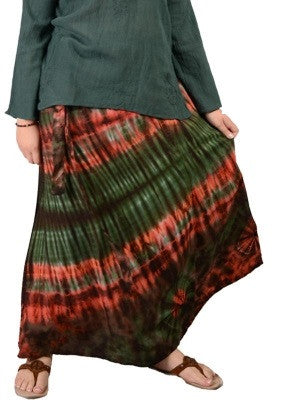 Teal and Peach Wrap Skirt - HalfMoonMusic